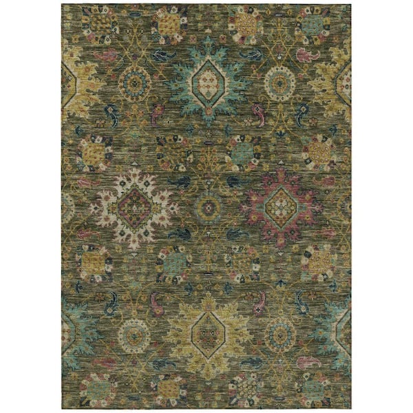 Chantille Machine Washable Indoor/Outdoor Abstract ACN2151 Olive 9 ft. x 12 ft. Area Rug