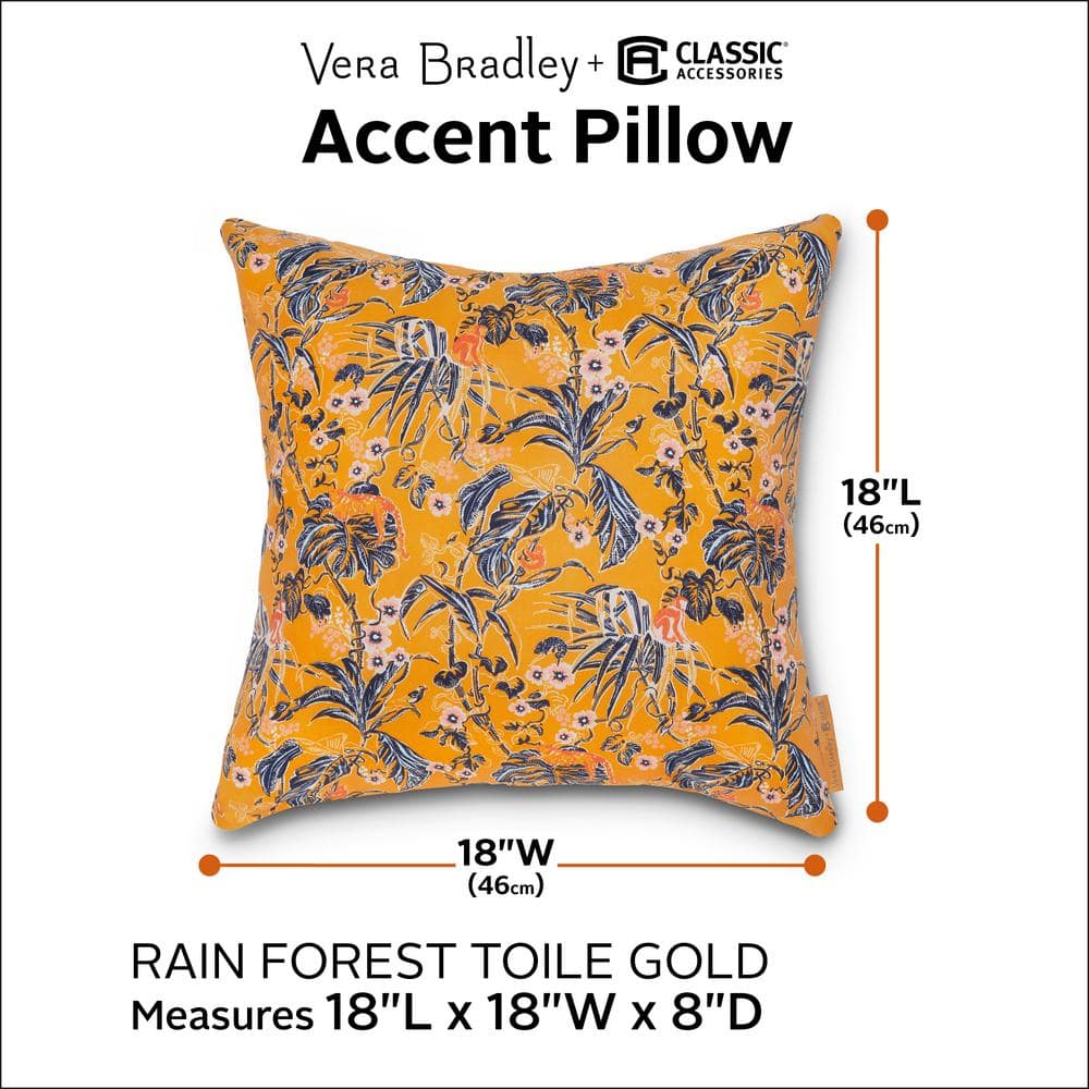 Gold and Blue Water-Resistant Outdoor Square Pillow Set