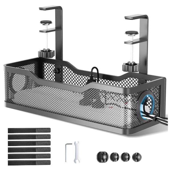 Yichuhaoxi Under Desk Cable Management Tray No Drill With Clamp for Wire Organization Office Home Black