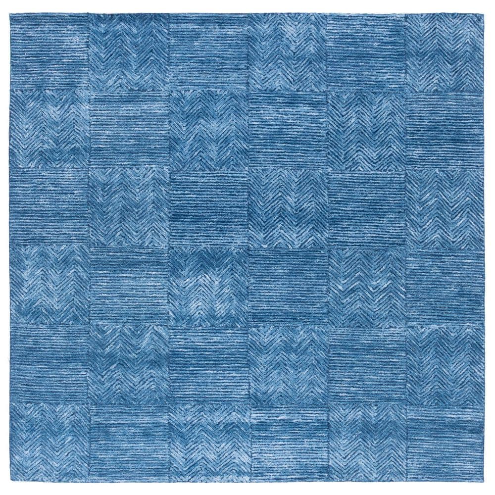 Soho 6 ft. x 6 ft. Dark Blue/Ivory Geometric Zig-Zag Striped Square Area Rug price history on PriceWatchPro
