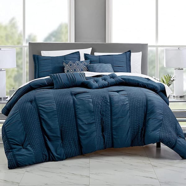 Shatex 7 Piece Queen Luxury Dark Gray Microfiber Oversized Bedroom Comforter Sets