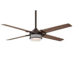 Rustic 54 in. Integrated LED Indoor Oil Rubbed Bronze Ceiling Fan with Light