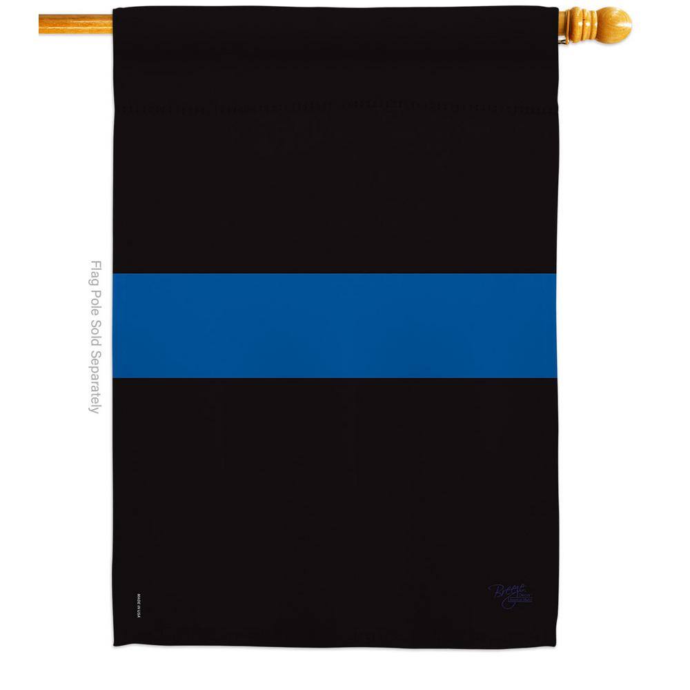 Breeze Decor 28 in. x 40 in. Blue Stripe Police House Flag 2-Sided