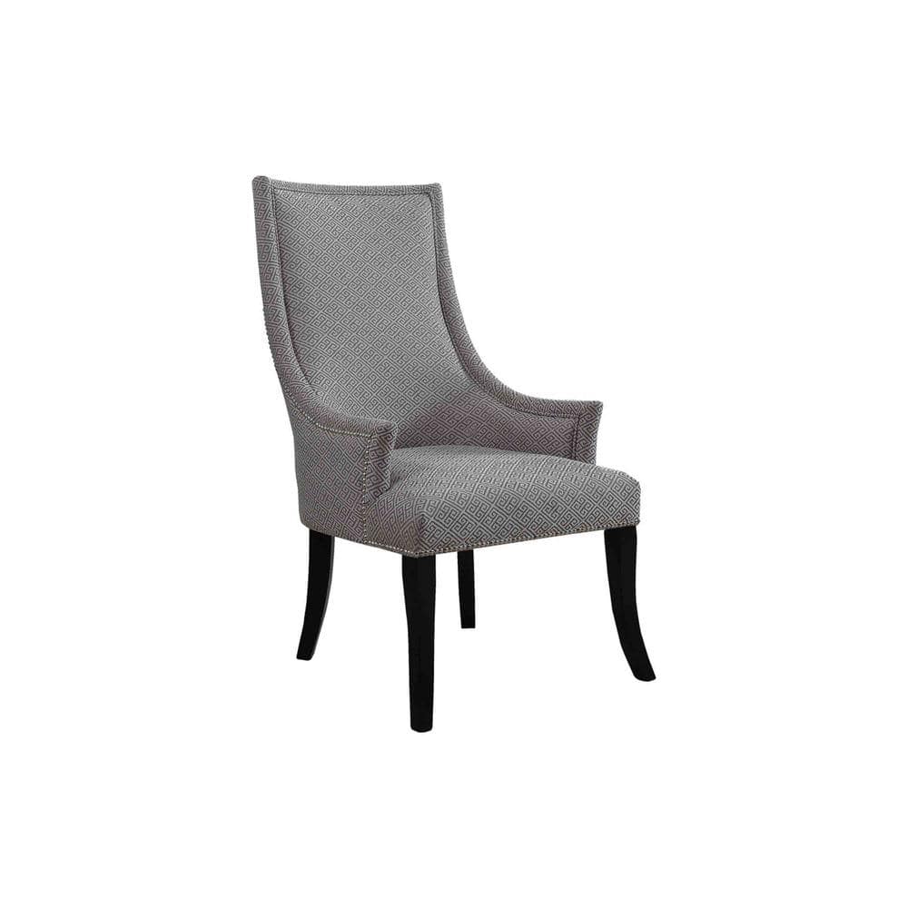 Gray and Taupe Wood Accent Chair with Nailhead Trim