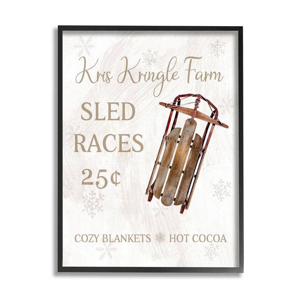 Sled Races Holiday Sign by Conrad Knutsen 1-Piece Framed Graphic Print Typography Poster Art Print 14 in. x 11 in. price history on PriceWatchPro