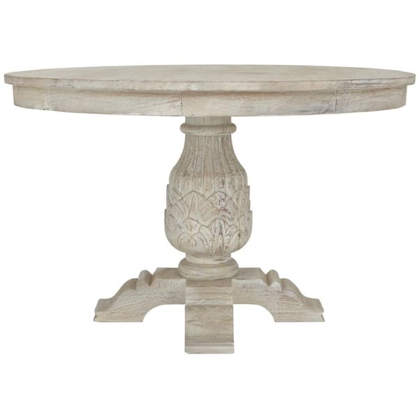 Home Decorators Collection Kingsley Sandblasted White Round Dining Table 9690100980 Home Decorators Collection Kingsley, White Round Pedestal Dining Room Table
