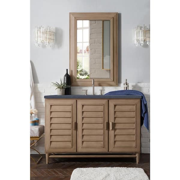 Portland 48 in. W x 23.5 in.D x 34.3 in.H Single Bath Vanity in Whitewashed Walnut with Charcoal Soapstone Top