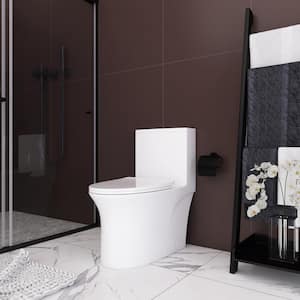 1-Piece 1.1/1.6 GPF Dual Flush Elongated Toilet in White
