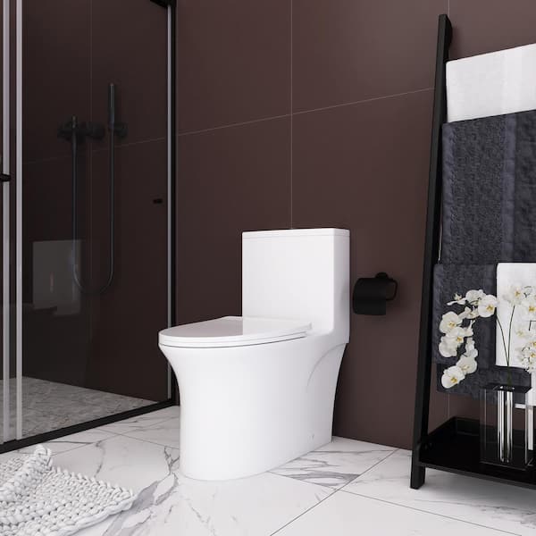 Staykiwi 1-Piece 1.1/1.6 GPF Dual Flush Elongated Toilet in White