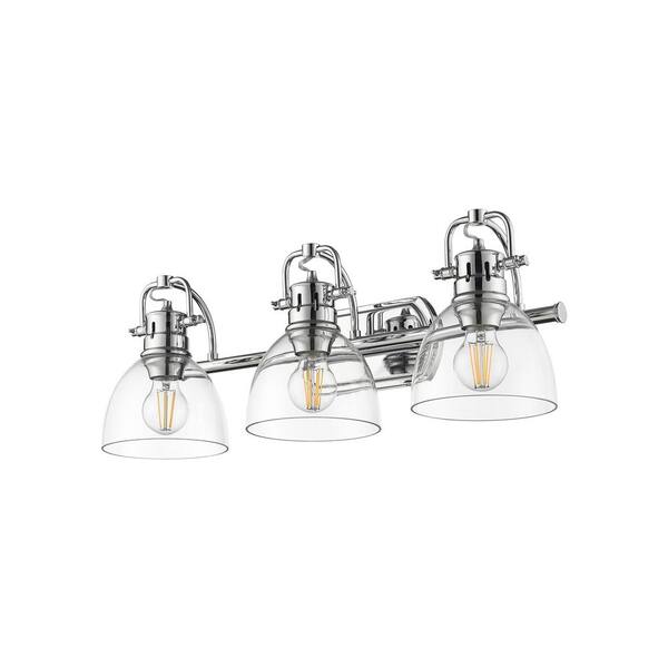 Golden Lighting - Duncan 8.25 in. 3 Light Chrome Vanity Light with Clear Glass Shade