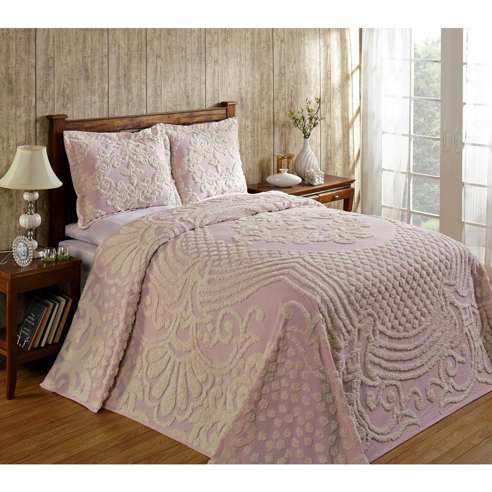 Modern Abstract Medallion Pattern Farmhouse Bedding Decor Beautiful Exceptional Warmth Cozy Pink Quilt Coverlet 1 Piece Luxurious 100/% Cotton Ultra Soft Plush Tufted Chenille Bedspread Twin Size