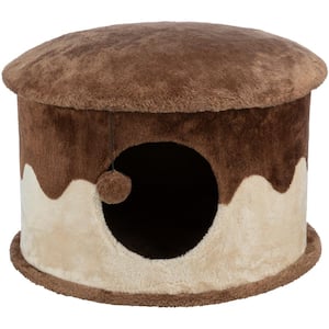 Cozy Cat Condo with Dangling Pom-Pom for Interactive Play : Brown : 20 x 20 x 12.6 in.