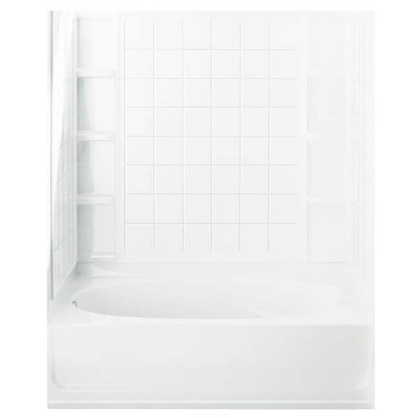 STERLING Ensemble 36 in. x 60 in. x 74-1/2 in. Bath and Shower Kit with Left-Hand Drain in White