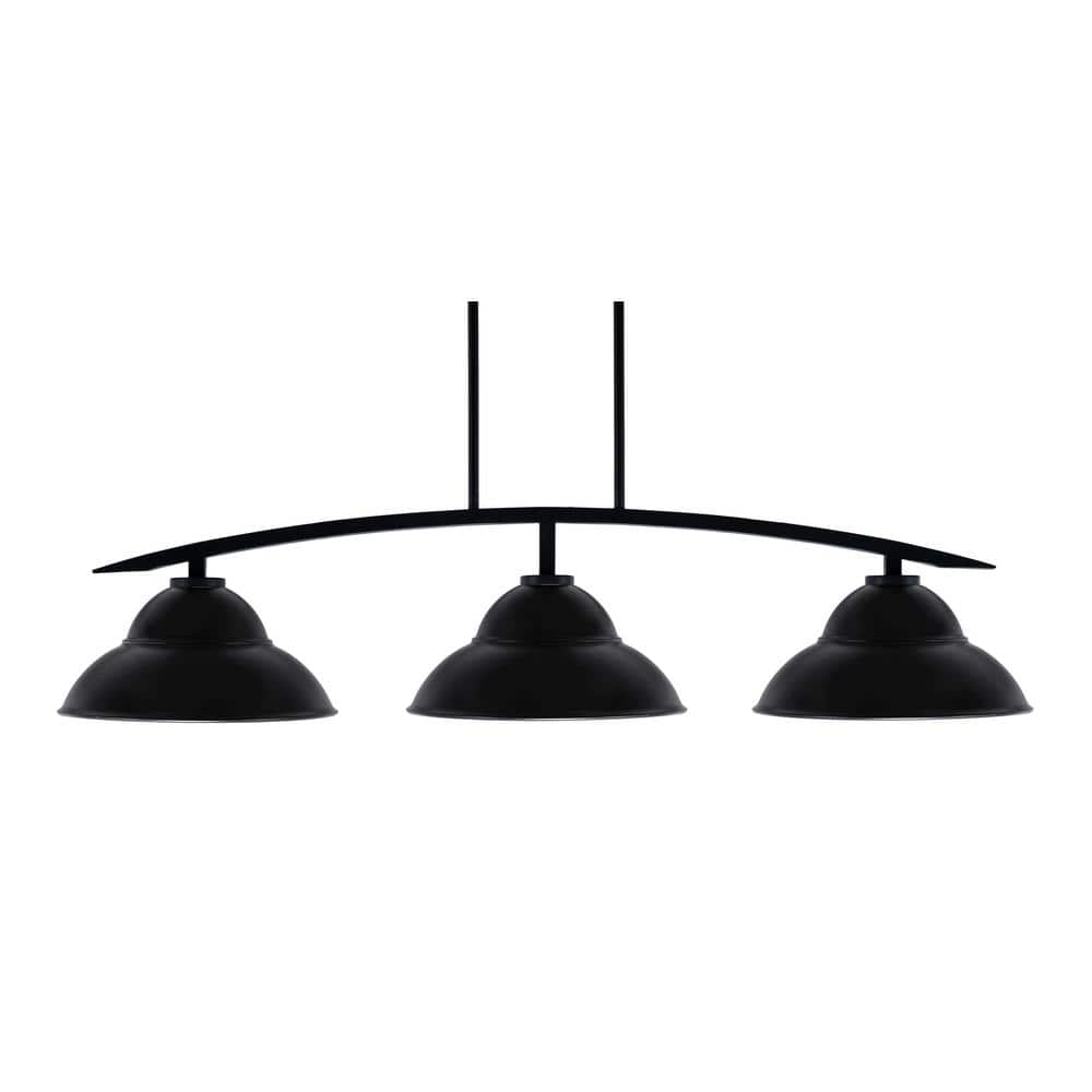 Siena 44.75 in. 3-Light Matte Black Chandelier with 13 in. Matte Black Doub
