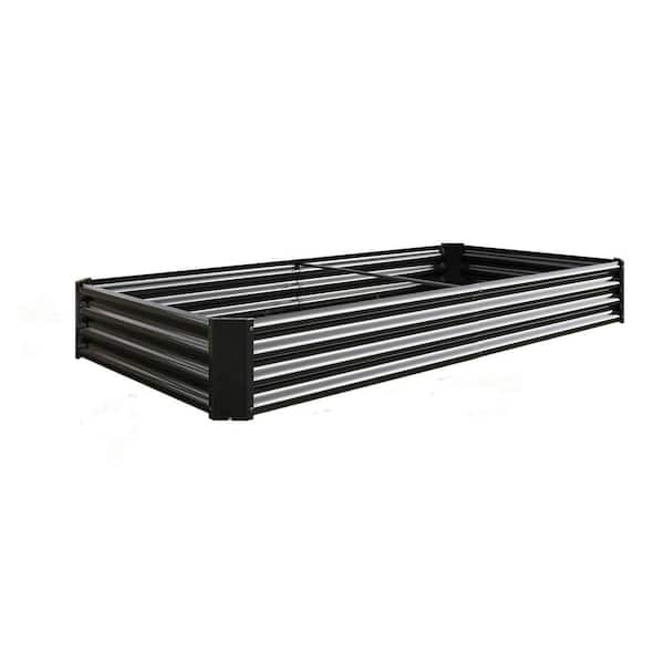 91 in. x 44 in. x 12 in. Black Galvanized Steel Raised Garden Bed