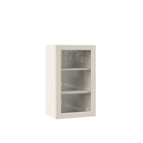 Hampton Bay Designer Series Melvern 18 in. W x 12 in. D x 30 in. H Assembled Shaker Glass Door Wall Kitchen Cabinet in Cloud