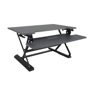31 in. H Gray and Black Adjustable Standing Desk with Keyboard Tray