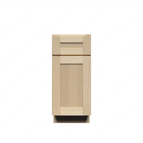 LIFEART CABINETRY Lancaster Shaker Assembled 12 in. x 34.5 in. x 24 in. Base Cabinet with 1-Door and 1-Drawer in Natural Wood
