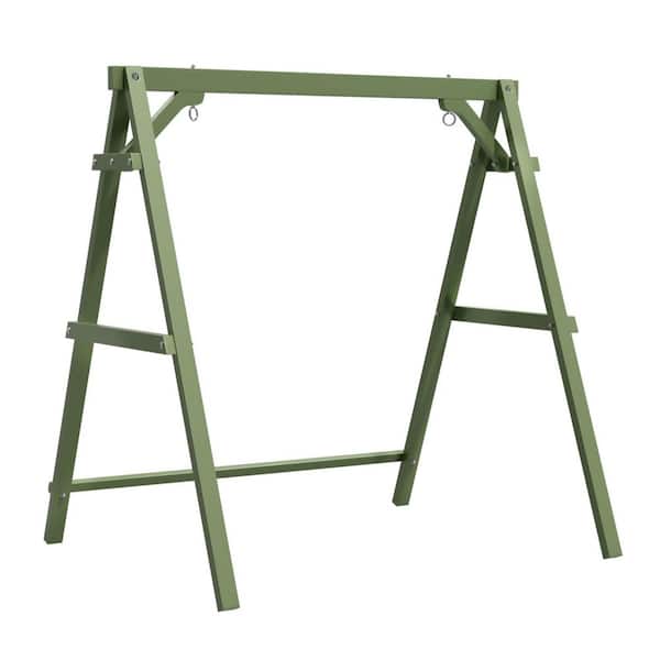 74 in. 2-Person Green Wood Porch Patio Swing Stand