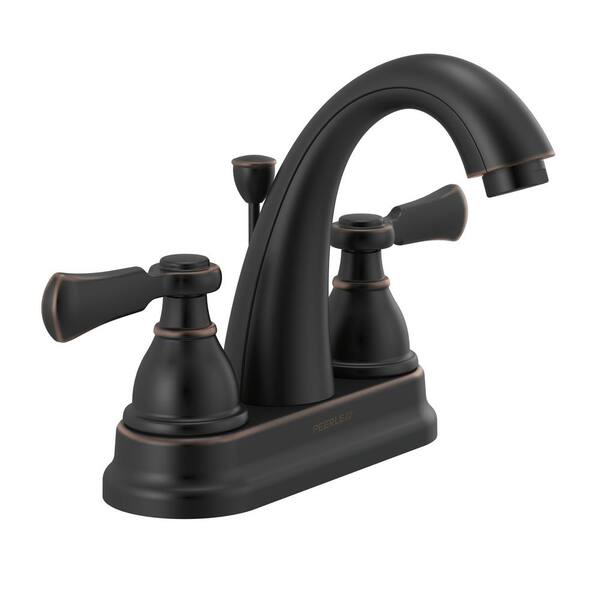 Peerless Elmhurst 4 in. Centerset 2-Handle Bathroom Faucet in Oil ...