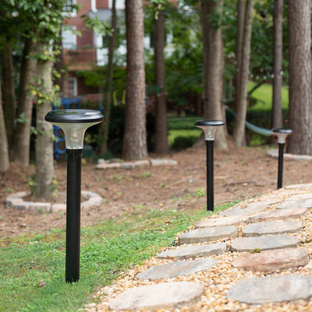Black Cast Aluminum LED Solar Pathway Light with Dusk to Dawn