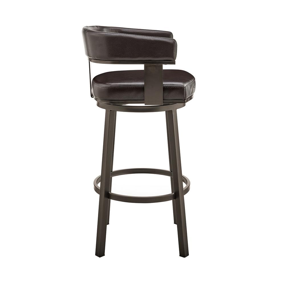 Java Brown Metal Swivel Bar Stool with Chocolate Faux Leather