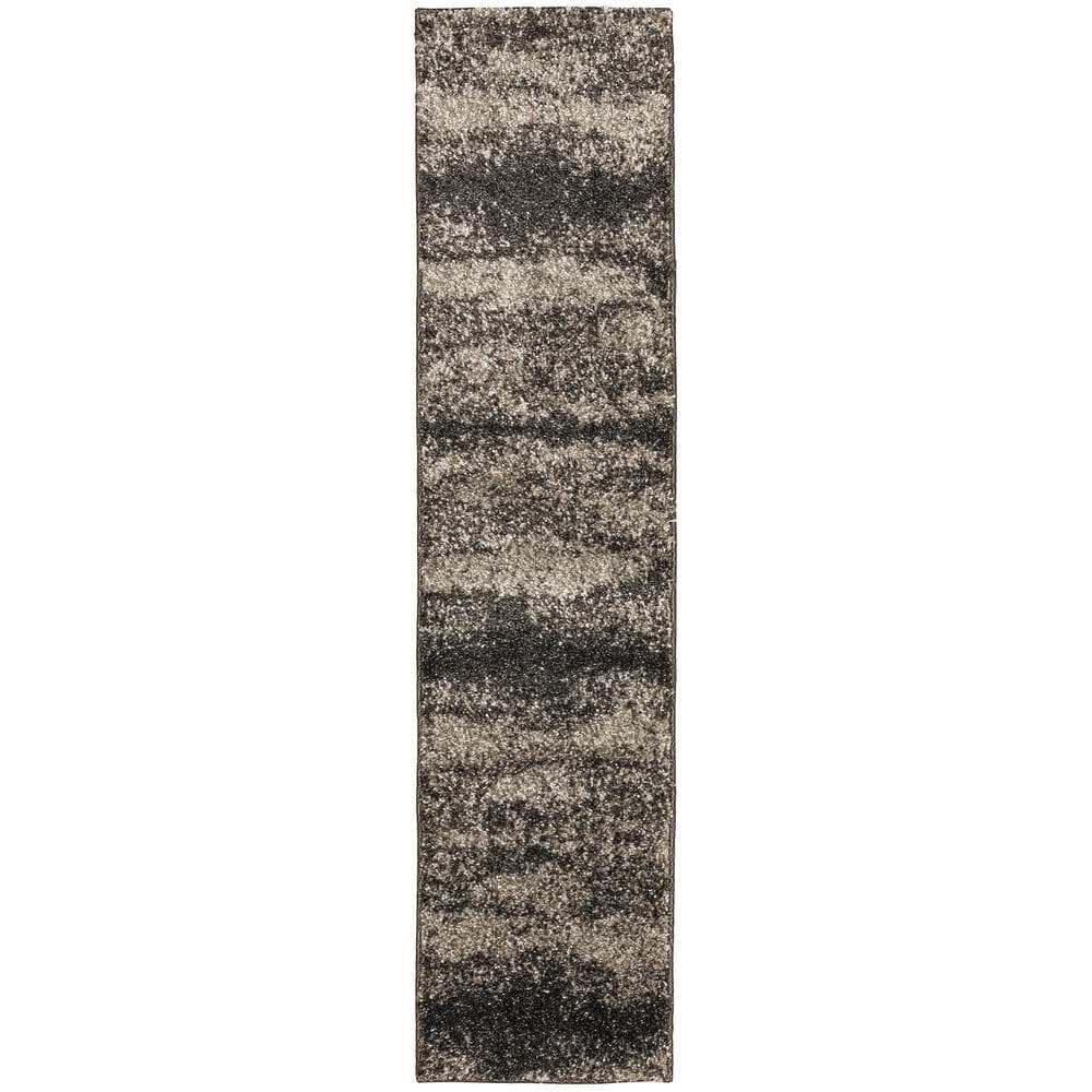 Home Decorators Collection Stormy Charcoal 2 ft. x 8 ft. Abstract