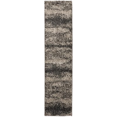 Stormy Charcoal 2 ft. x 8 ft. Abstract Runner Rug