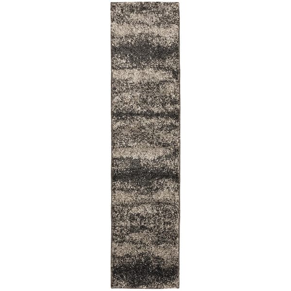 Home Decorators Collection Stormy Charcoal 2 ft. x 8 ft. Abstract Runner Rug
