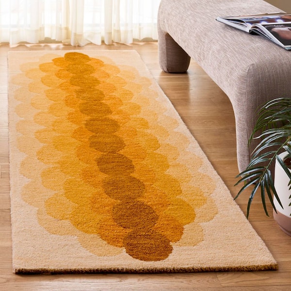 Metro 2 ft. x 8 ft. Yellow/Brown Geometric Gradient Runner Rug