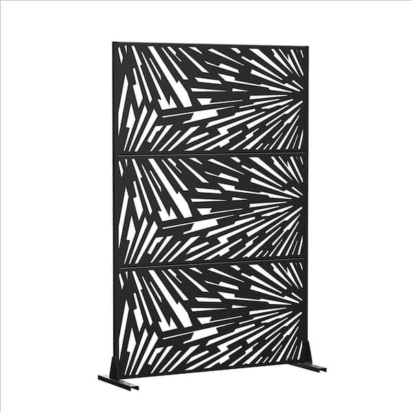 PexFix 72 in. x 47 in. Outdoor Galvanized Metal Decorative Garden Fence in Dynamic Geometric Pattern in Black