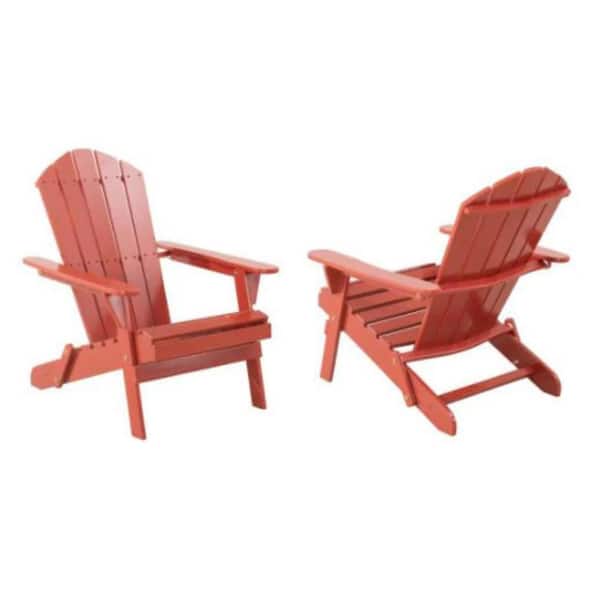 Hampton Bay Chili Folding Wood Patio Adirondack Chair (2-Pack)