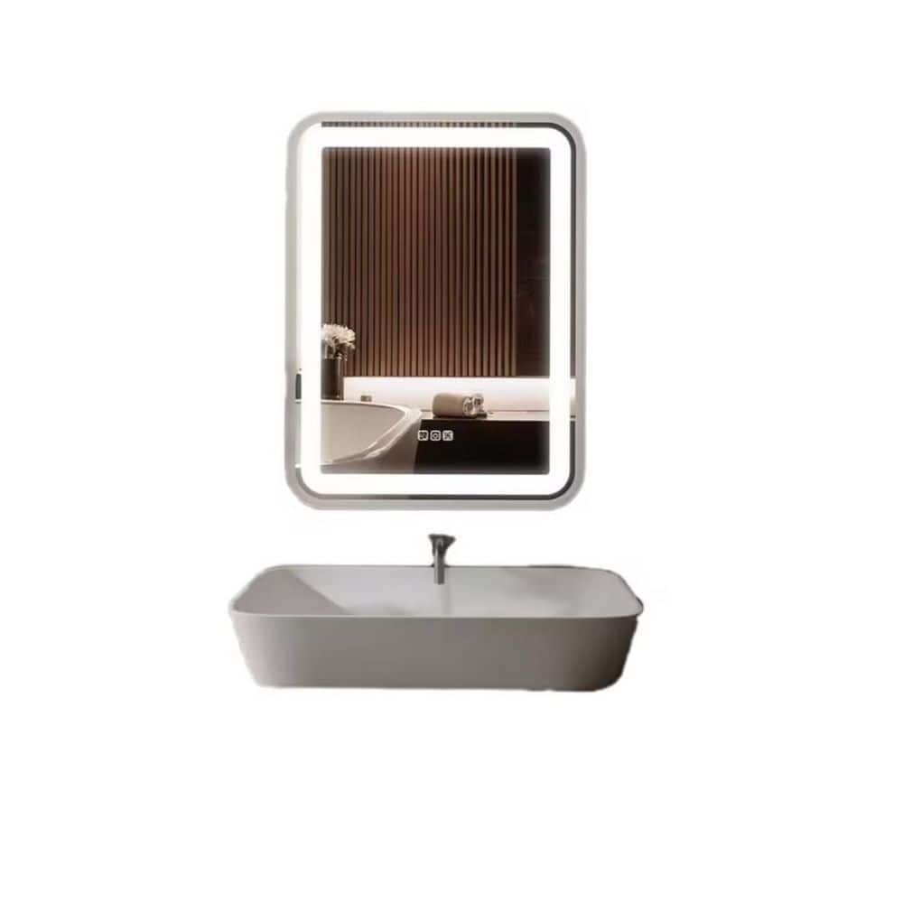 32 in. W x 24 in. H Rectangular Frameless Dimmable, Defog, HD Reflected Wal