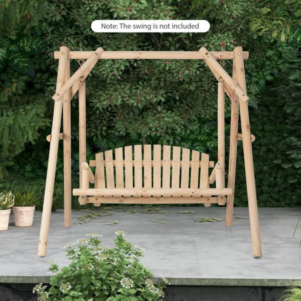 Kadehome 67 in. Pine Natural Wood Patio Swing Frame with