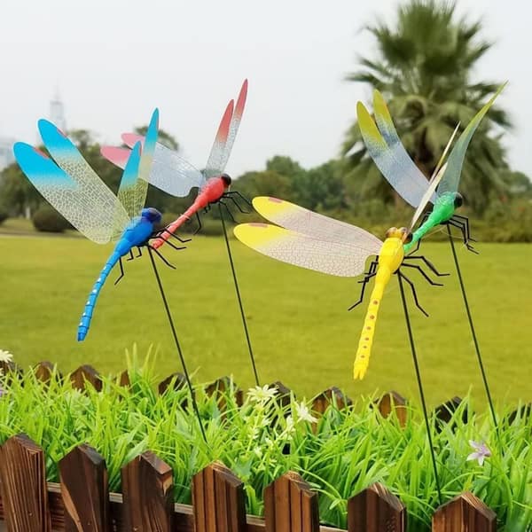 Cubilan 3-Pack Dragonfly Clip, 3D Dragonfly Garden Stakes Decor