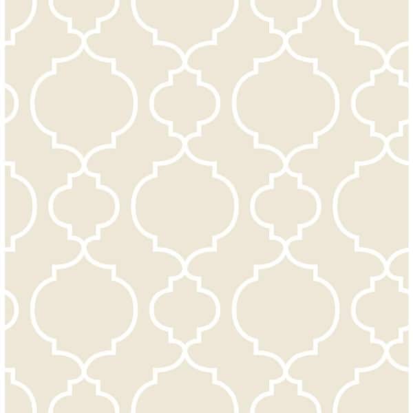 A-Street Prints Desiree Taupe Quatrefoil Taupe Wallpaper Sample
