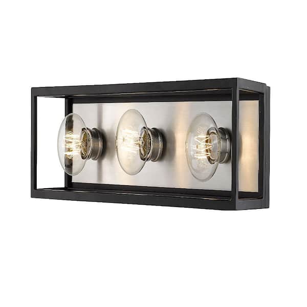 Unbranded 6.5 in. 3-Light Matte Black and Brushed Nickel Vanity Light