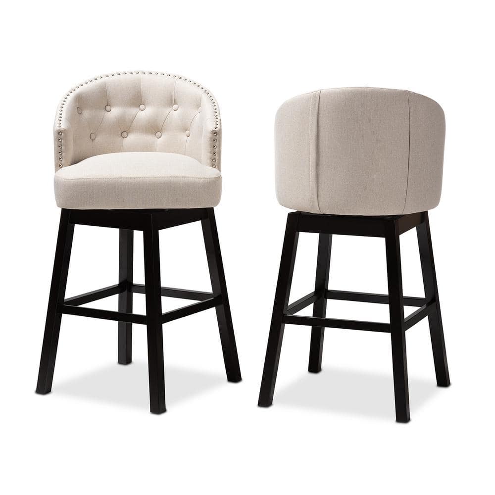 Theron 42" Brown Wood and Leather Swivel Barstool Set