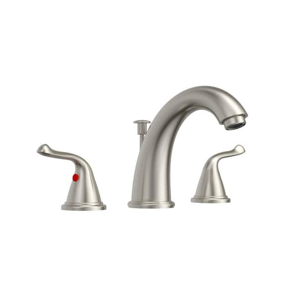 HOMLUX 8 in. Widespread 2-Handle Bathroom Faucet with Drain Kit Included in Brushed Nickel