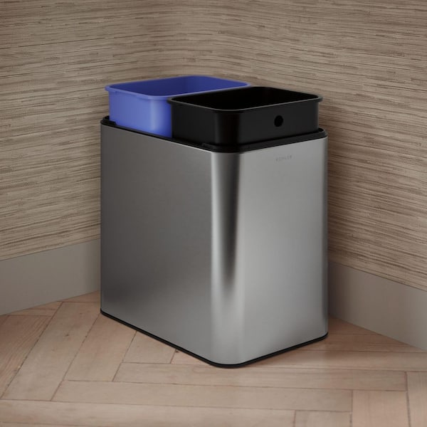 KOHLER 22-Liter Dual-Compartment Open-Top Trash Can in Stainless
