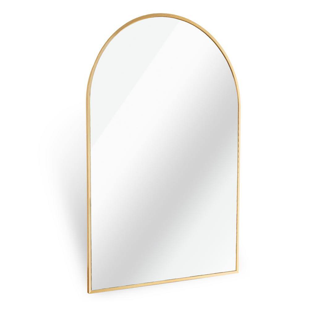 20 in. W x 30 in. H Arch Aluminum Alloy Framed Wall Bathroom Vanity Mirror in Gold price history on PriceWatchPro