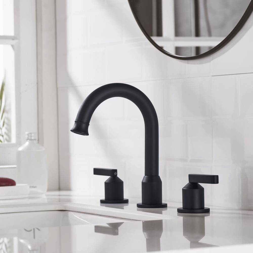 Matte Black Brass 8-Inch Widespread Bathroom Faucet with Cross Handles