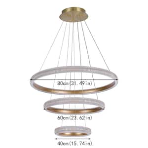 100-Watt 3-Light Integrated LED Unique Tiered Circular Chandelier