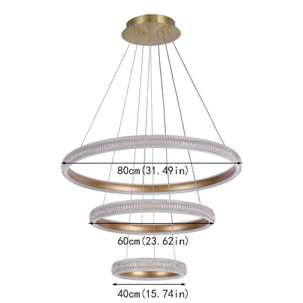 100-Watt 3-Light Integrated LED Unique Tiered Circular Chandelier