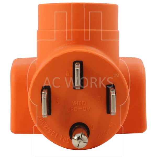 50 Amp NEMA 14-50P to 20 Amp NEMA L6-20R Range Outlet Adapter by AC WORKS® 