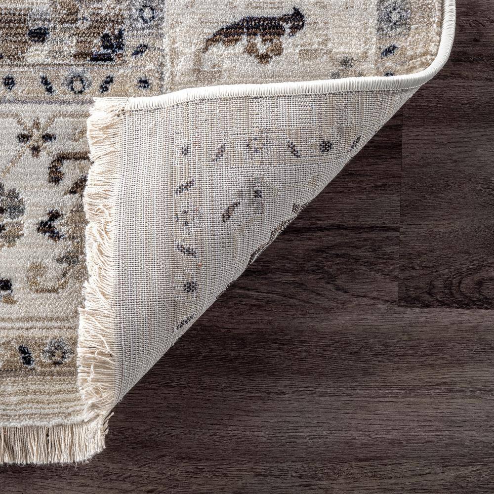 Beige Tufted Synthetic Medallion Runner Rug, 2'8" x 8'