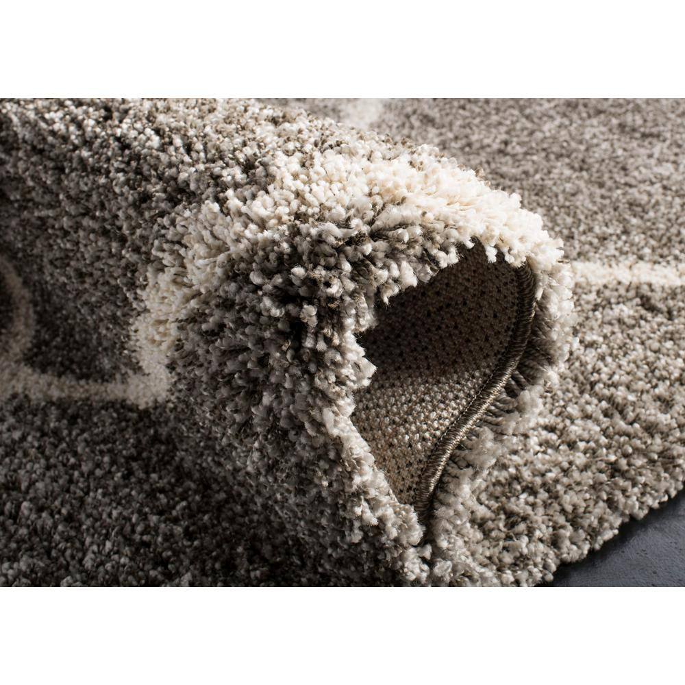 Grey and Ivory Diamond Shag Synthetic 10' x 14' Area Rug