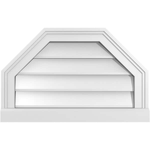Ekena Millwork 22" x 14" Octagonal Top Surface Mount PVC Gable Vent: Non-Functional with Brickmould Sill Frame
