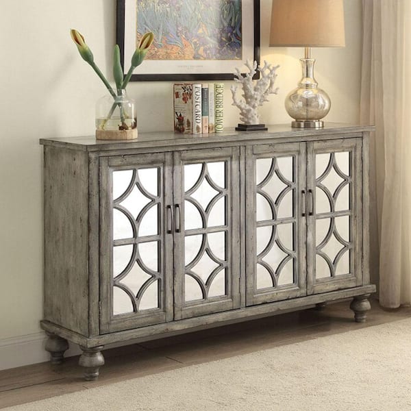 Acme Furniture Velika 60 in. Weathered Gray Standard Rectangle Wood Console Table