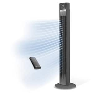 Xtra Air 48 in. 12 Speed Smart Tower Fan in Black with DC Motor, 23 f/sec Airflow, Timer, Widespread Oscillation, Remote